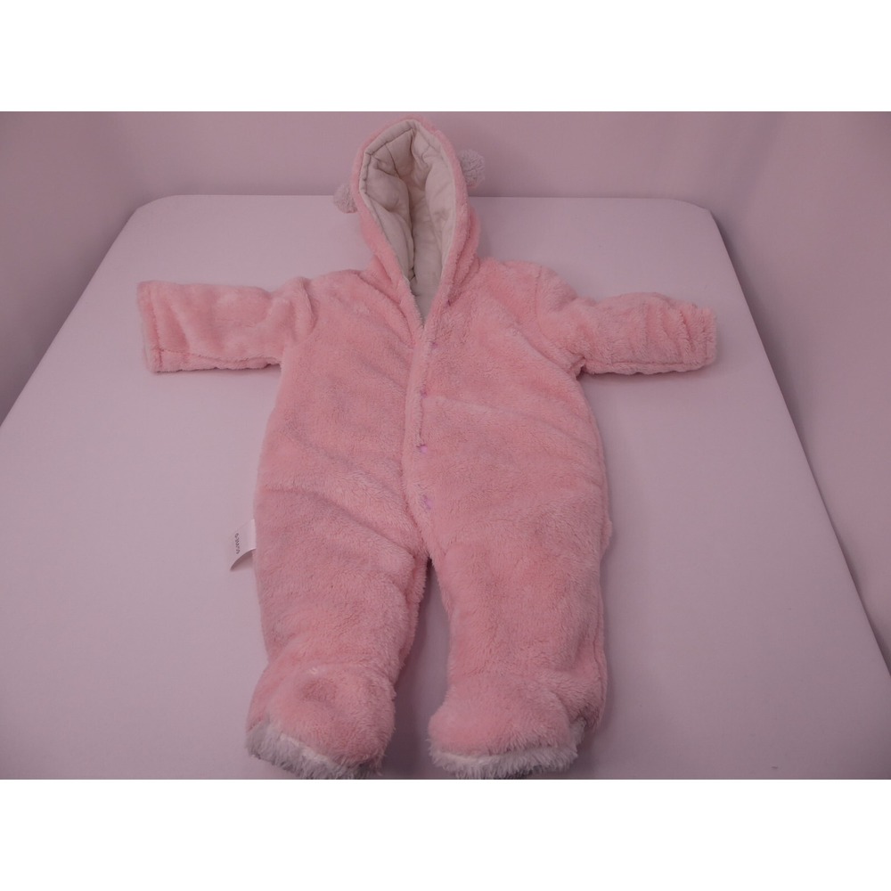 Pink 0-3 Month Bear One-Piece Fleece/Fuzzy Footed Bodysuit